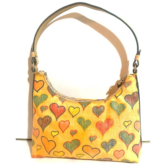 Dooney bourke canvas print Colorful Heart Patterned  shoulder Women's Bag - Picture 2 of 7